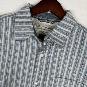 Cody James Mens S Blue Striped Short Sleeve Western Button Up Shirt Cowboy Rodeo